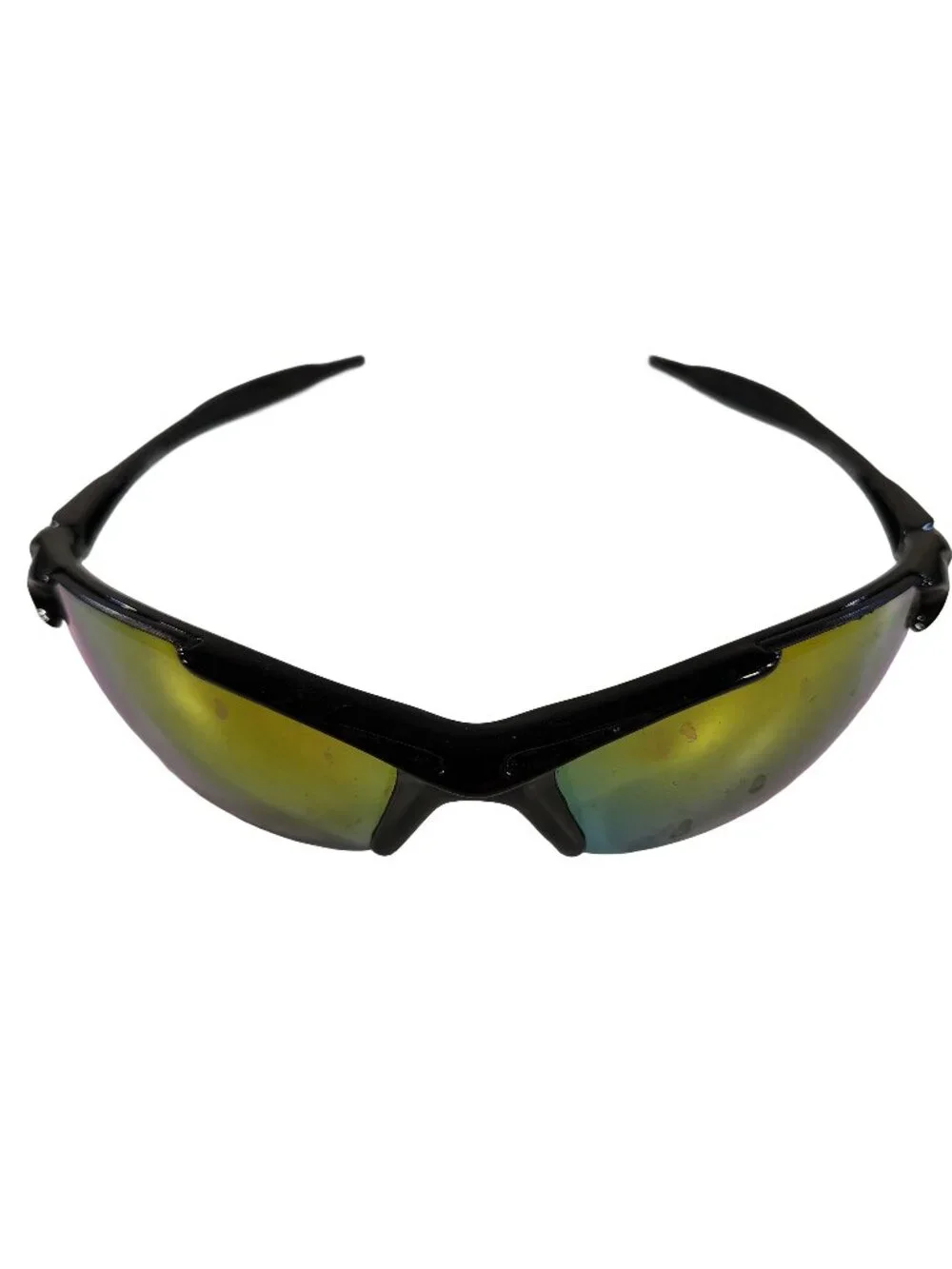 Men's Black & Multicolored Retro Sportswear Visor Sunglasses